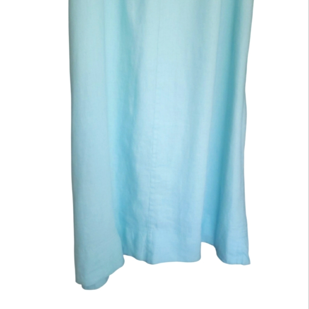J.jill Love Linen 100% Linen Sleeveless Midi Shift Dress Light Pastel Blue VNeck - Picture 12 of 17